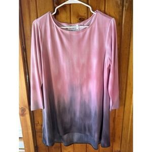 Linea by Louis Dell'Olio‎ Women's Medium 3/4 Sleeve Tunic Ombre Pullover Top